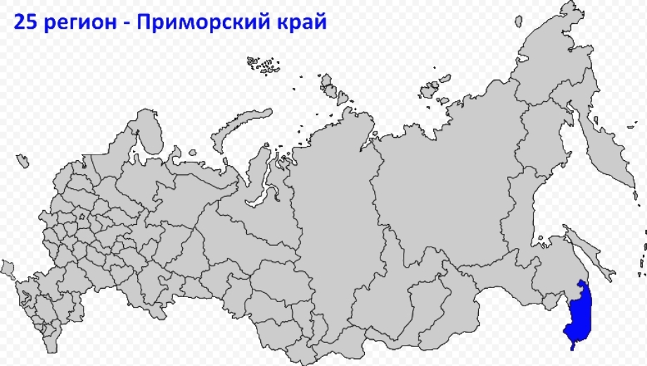 Регион 25, 125 и 725 на номерах Приморский край 
